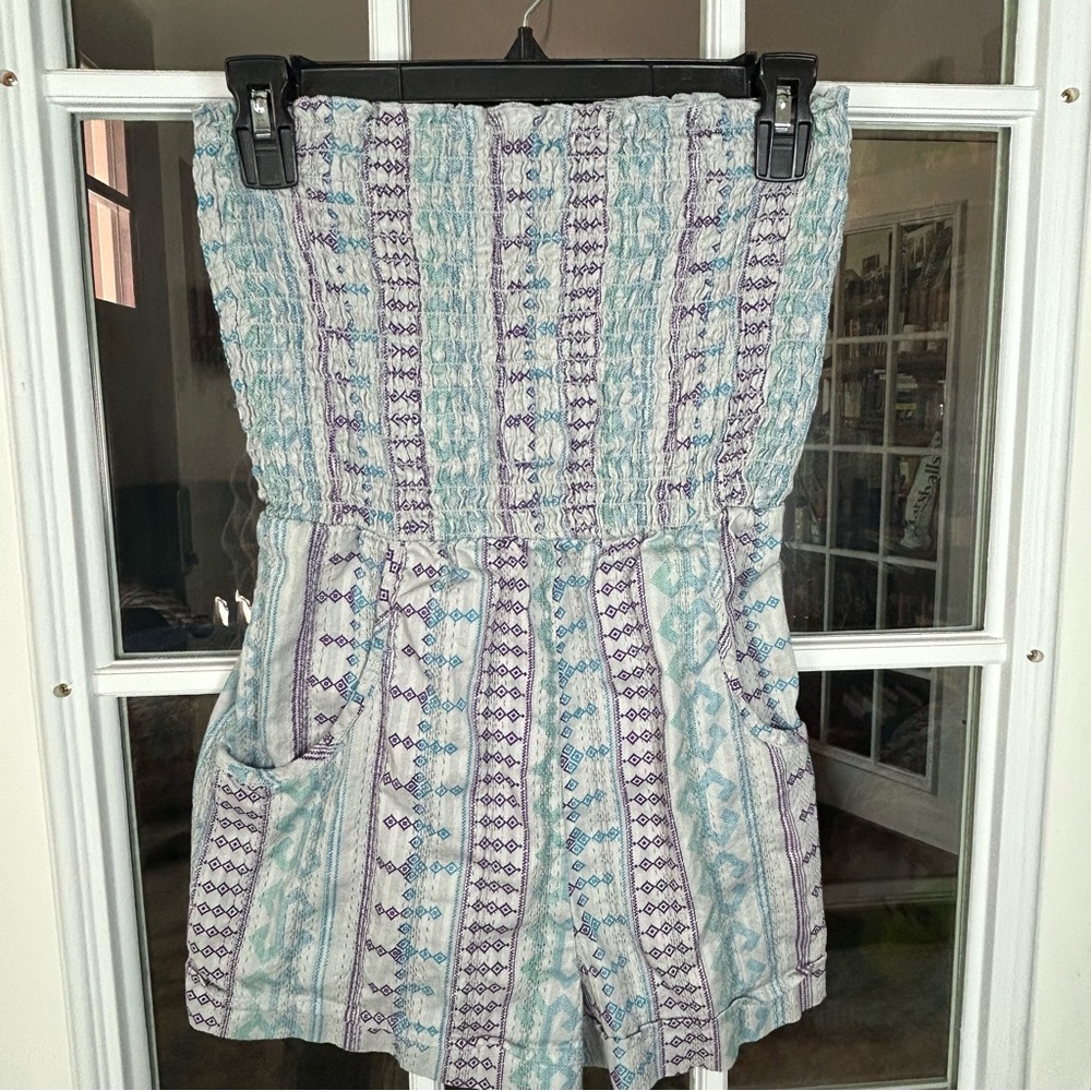 OP‎ Gray and Blue Smocked Romper